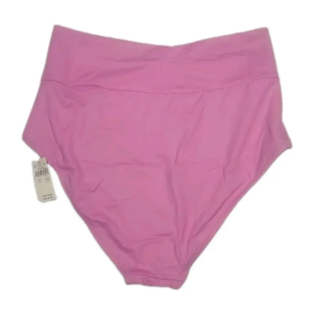 New Aerie High Waist Full Coverage Bikini Bottoms Light Pink Womens Size S Swim